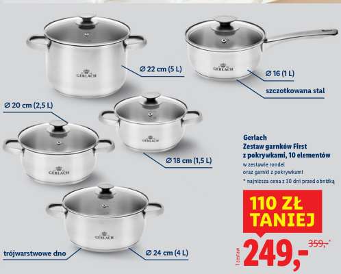 Gerlach Zestaw garnków First z pokrywkami, 10 elementów