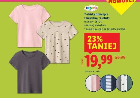 T-shirty dziecięce z bawełny, 3 sztuki
