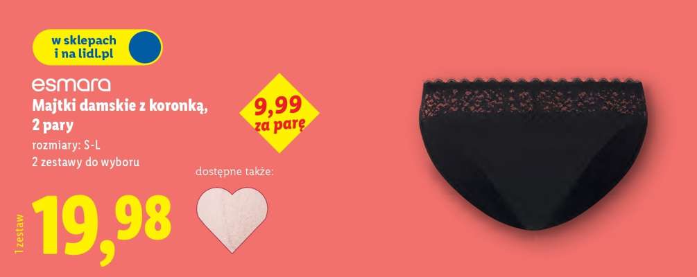 Majtki damskie z koronką, 2 pary**