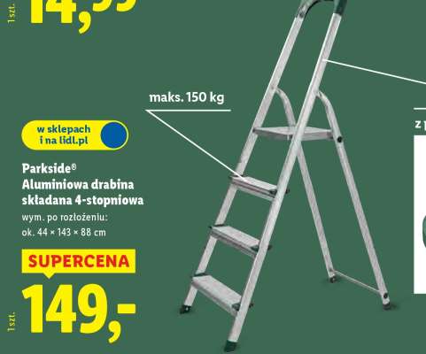 Parkside® Aluminiowa drabina składana 4-stopniowa
