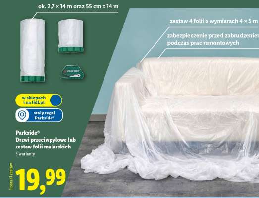 Parkside® Drzwi przeciwpyłowe lub zestaw folii malarskich