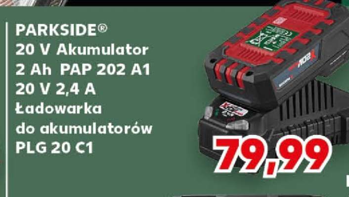 PARKSIDE® 20 V Akumulator 2 Ah PAP 202 A1 20 V 2,4 A Ładowarka do akumulatorów PLG 20 C1