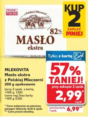 MLEKOVITA Masło ekstra z Polskiej Mleczarni 200 g opakowanie