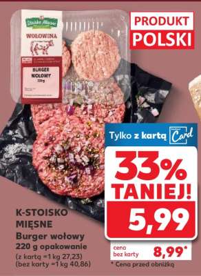 K-STOISKO MIĘSNE Burger wołowy 220 g opakowanie
