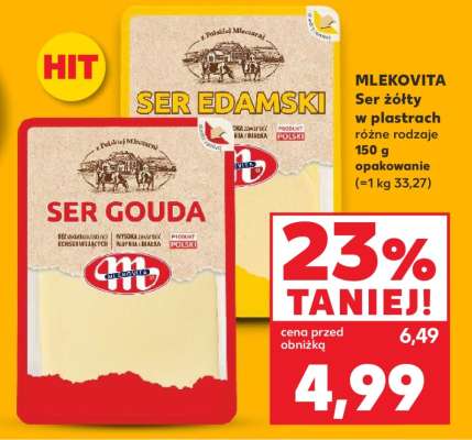 MLEKOVITA Ser żółty w plastrach różne rodzaje 150 g opakowanie
