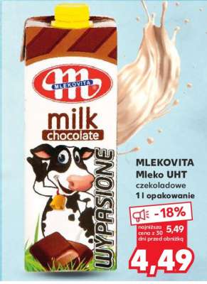MLEKOVITA Mleko UHT czekoladowe 1l opakowanie
