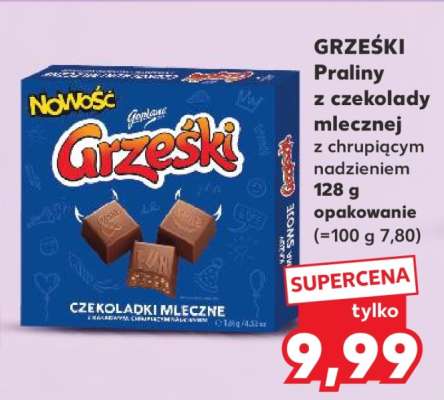 GRZEŚKI Praliny z czekolady mlecznej z chrupiącym nadzieniem 128 g opakowanie