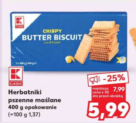 Herbatniki pszenne maślane 400 g opakowanie