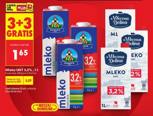 Mleko UHT 3,2%, 1 l: Łowickie, Mleczna Dolina