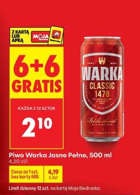 Piwo Warka Jasne Pełne , 500 ml