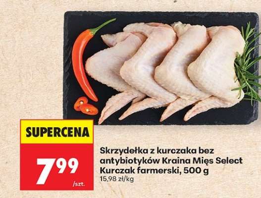 Skrzydełka z kurczaka bez antybiotyków Kraina Mięs Select Kurczak farmerski, 500 g