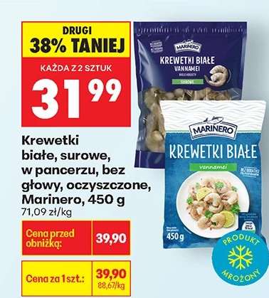 Krewetki białe surowe , w pancerzu , bez głowy oczyszczone , Marinero 450 g