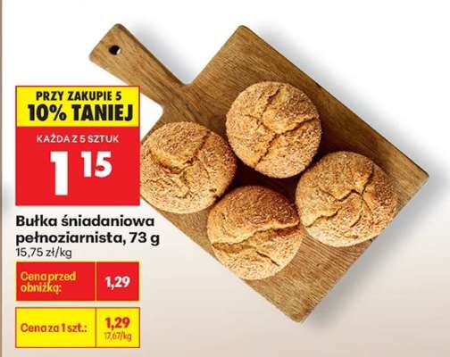 Bułka śniadaniowa pełnoziarnista, 73 g