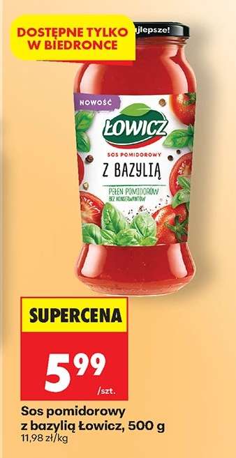Sos pomidorowy z bazylią Łowicz, 500 g