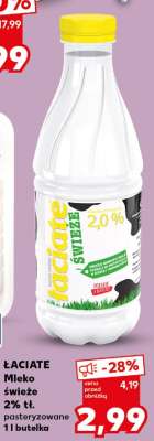 ŁACIATE Mleko świeże 2% tł. pasteryzowane 1 l butelka