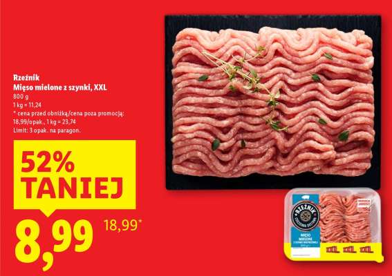 RZEŹNIK Mięso mielone z szynki, XXL