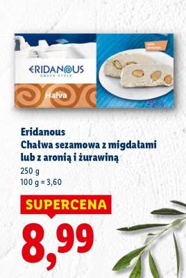 Eridanous Chałwa sezamowa z migdałami lub z aronią i żurawiną