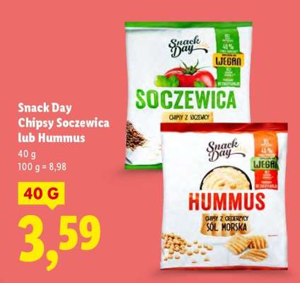 Snack Day Chipsy Soczewica lub Hummus