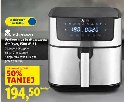 MasterPRO Frytkownica beztłuszczowa Air Fryer, 1500 W, 6 l