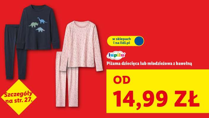 Piżama dziecięca lub młodzieżowa z bawełną