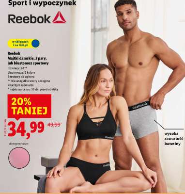 Reebok Majtki damskie, 3 pary, lub biustonosz sportowy
