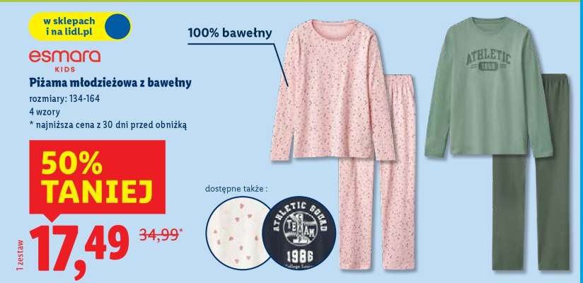 Piżama młodzieżowa z bawełny