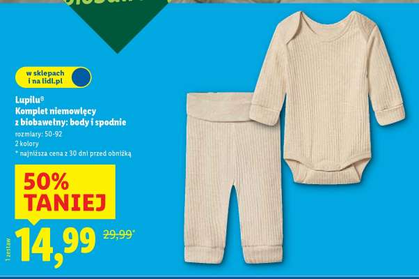 Lupilu® Komplet niemowlęcy z biobawełny: body i spodnie
