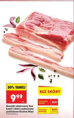 Boczek wieprzowy bez kości i skóry pakowany próżniowo Kraina Mięs