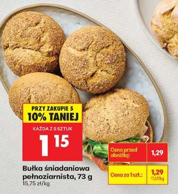 Bułka śniadaniowa pełnoziarnista, 73 g