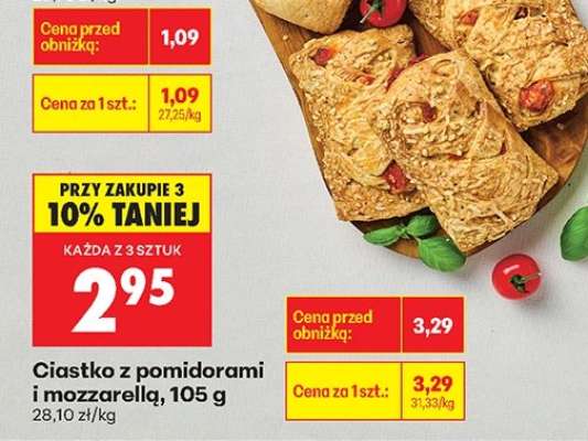 Ciastko z pomidorami i mozzarellą, 105 g