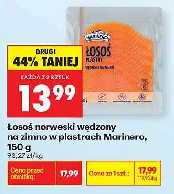 Łosoś norweski wędzony na zimno w plastrach Marinero, 150 g