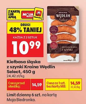 Kiełbasa śląska z szynki Kraina Wędlin Select 450 g