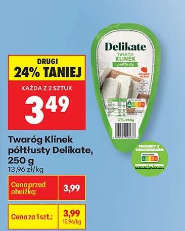 Twaróg Klinek półtłusty Delikate, 250 g