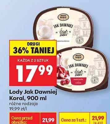 Lody Jak Dawniej Koral, 900 ml