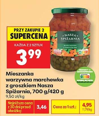 Mieszanka warzywna marchewka z groszkiem Nasza Spiżarnia, 700 g/420 g