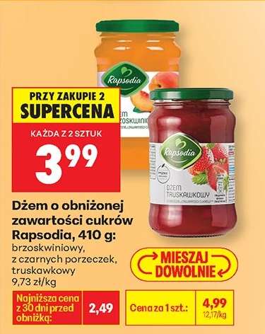 Dżem o obniżonej zawartości cukrów Rapsodia 410 g