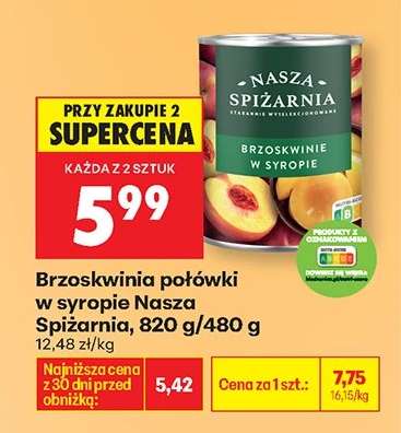 Brzoskwinia połówki w syropie Nasza Spiżarnia 820 g 480 g