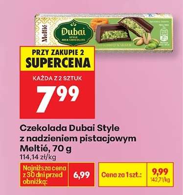 Czekolada Dubai Style z nadzieniem pistacjowym Meltie, 70 g