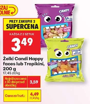 Żelki Candi Happy faces lub Tropikini , 200 g