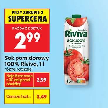 Sok pomidorowy 100% Riviva, 1l