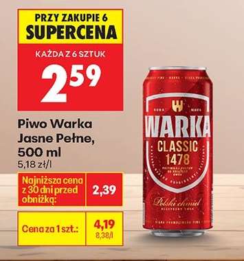 Piwo Warka Jasne Pełne , 500 ml