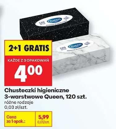 Chusteczki higieniczne 3 warstwowe Queen , 120 szt