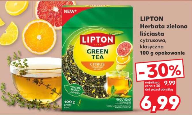 LIPTON Herbata zielona liściasta cytrusowa, klasyczna 100 g opakowanie