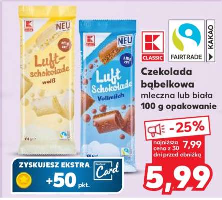 Czekolada bąbelkowa mleczna lub biała 100 g opakowanie