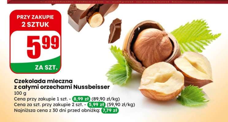 Czekolada mleczna z całymi orzechami Nussbeisser