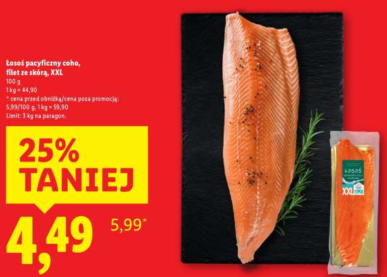 Łosoś pacyficzny coho, filet ze skórą, XXL