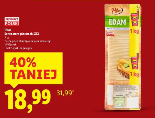 PILOS Ser edam w plastrach, XXL