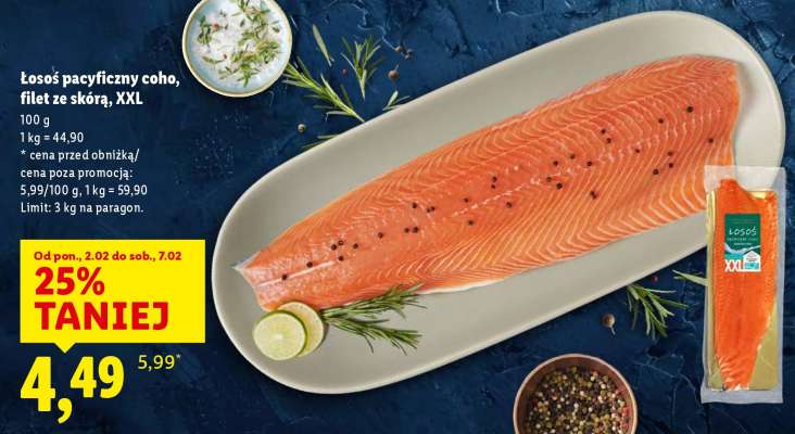 Łosoś pacyficzny coho, filet ze skórą, XXL