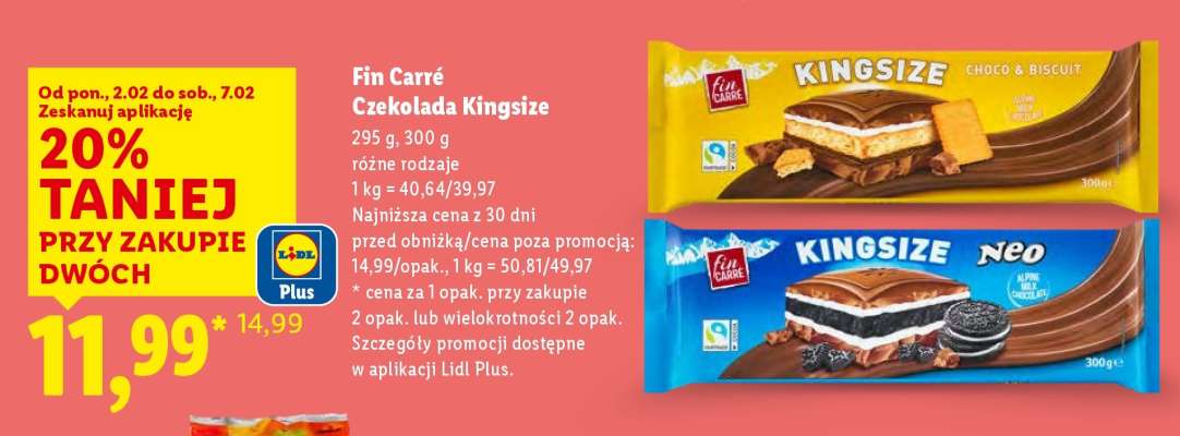 FIN CARRÉ Czekolada Kingsize