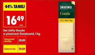 Ser żółty Gouda w plastrach światowid , 1 kg
